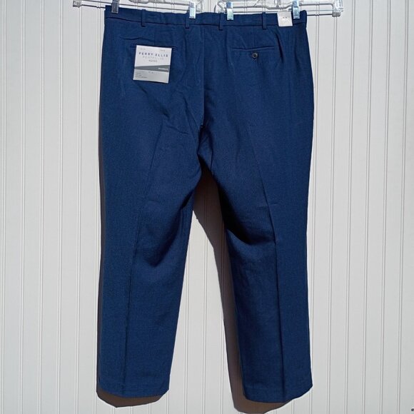 PERRY ELLIS Dress Pants Men's 42 x 30 Blue Modern Slacks Portfolio Easy Care NWT - Picture 4 of 13